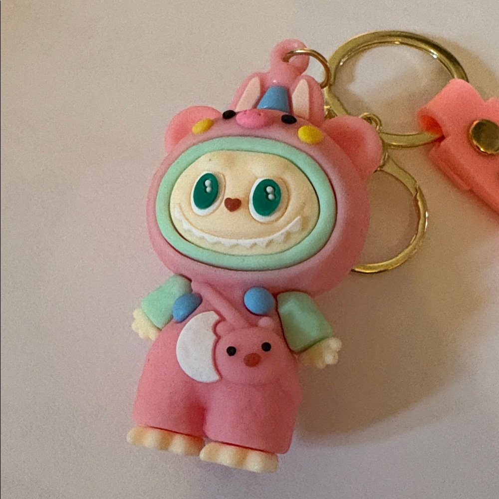 Labubu cute pink and green character keychain “luck” NWOT! - Picture 6 of 6